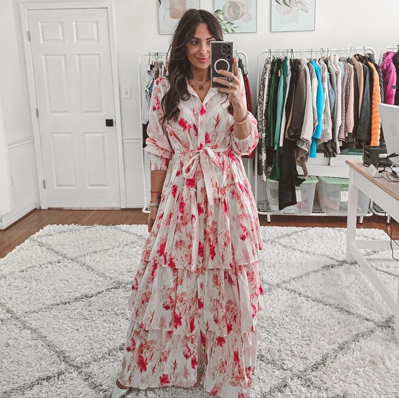 Misa Los Angeles Abigail floral tiered long sleeve maxi dress nwt size S - Picture 6 of 15